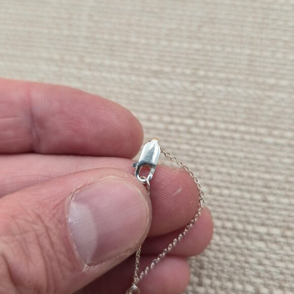 20+2 Inch Sterling Silver Locked Pearl With CZ Accents Heart Necklace A4896 - Picture 7 of 9